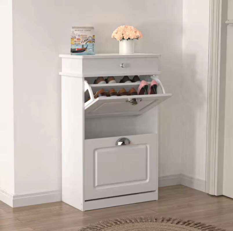 Smal Schoenenrek met 2 Klapdeuren – Witte Schoenenkast