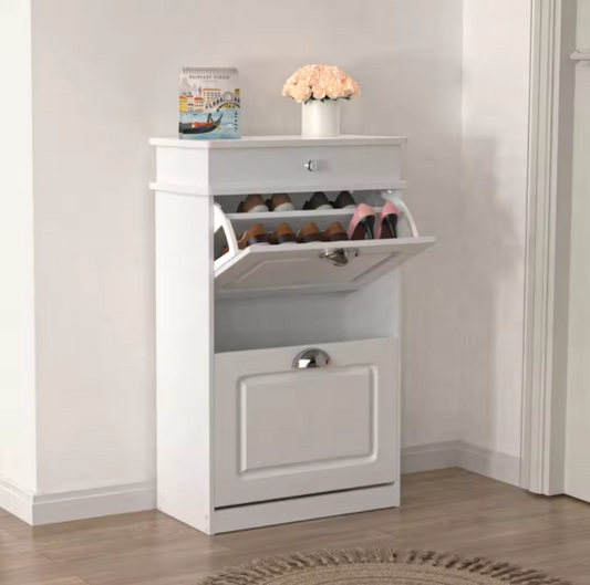 Smal Schoenenrek met 2 Klapdeuren – Witte Schoenenkast
