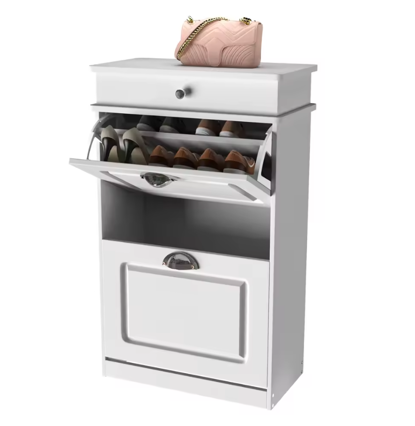 Smal Schoenenrek met 2 Klapdeuren – Witte Schoenenkast