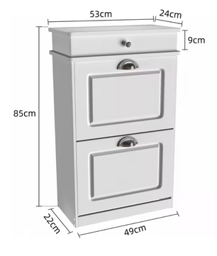 Smal Schoenenrek met 2 Klapdeuren – Witte Schoenenkast