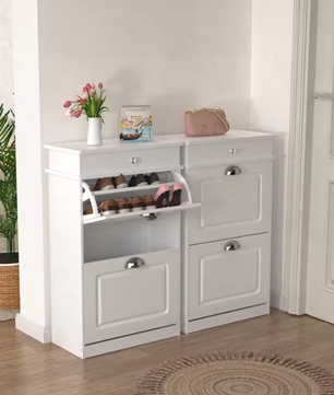 Smal Schoenenrek met 2 Klapdeuren – Witte Schoenenkast