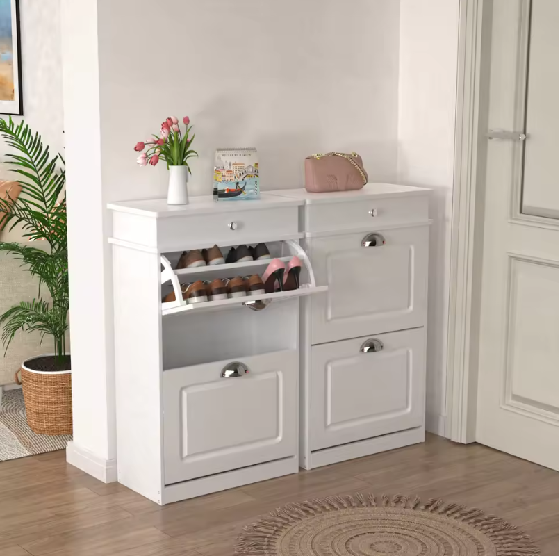 Smal Schoenenrek met 2 Klapdeuren – Witte Schoenenkast
