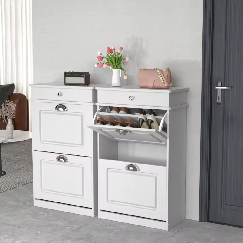 Smal Schoenenrek met 2 Klapdeuren – Witte Schoenenkast