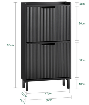 Smalle Schoenenkast met 2 Kieplades – Modern en Ruimtebesparend Schoenenmeubel