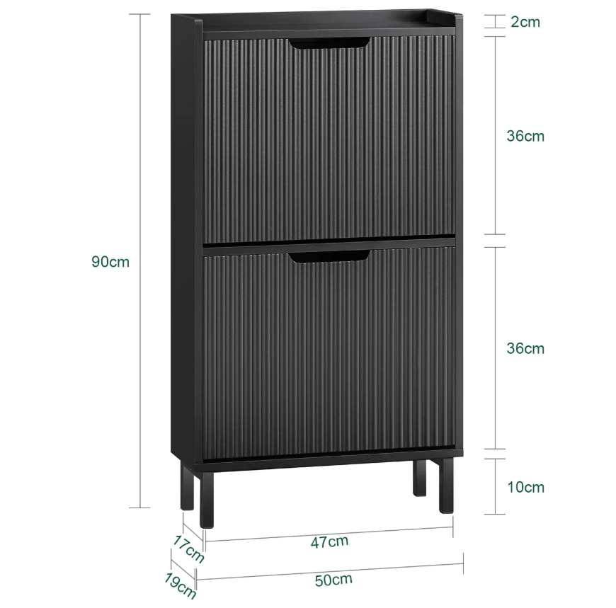 Smalle Schoenenkast met 2 Kieplades – Modern en Ruimtebesparend Schoenenmeubel