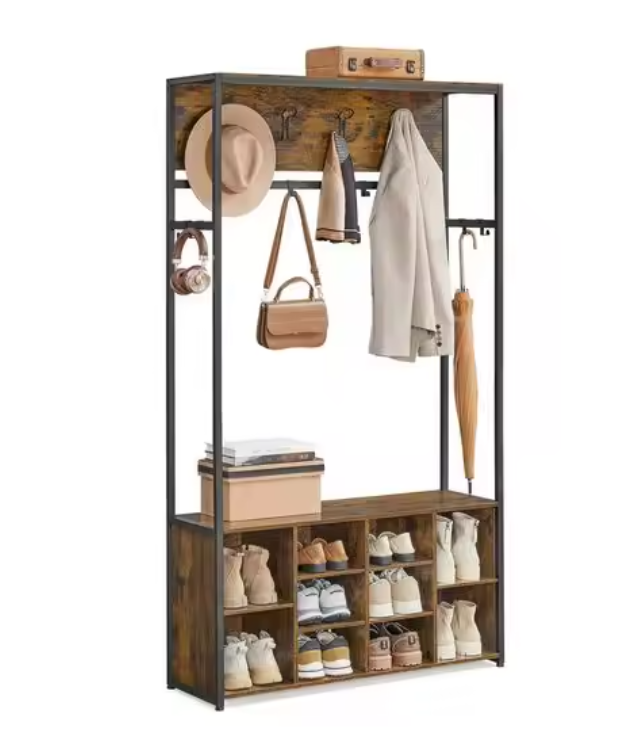 Kapstok met Bank en Schoenenrek – 4-in-1 Garderobe Rek
