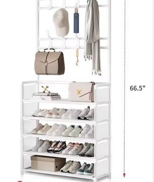 Kapstok met Schoenenrek en 8 Haken – 5-Laags