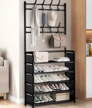 Kapstok met Schoenenrek en 8 Haken – 5-Laags