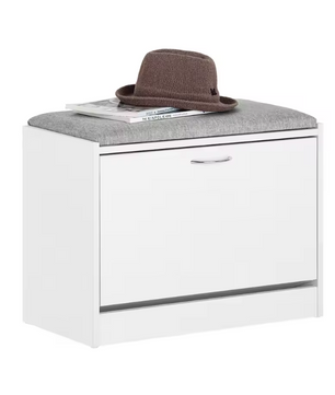 Schoenenbank met Opklapbare Zit en Opbergvak – Wit – Compact 60 cm