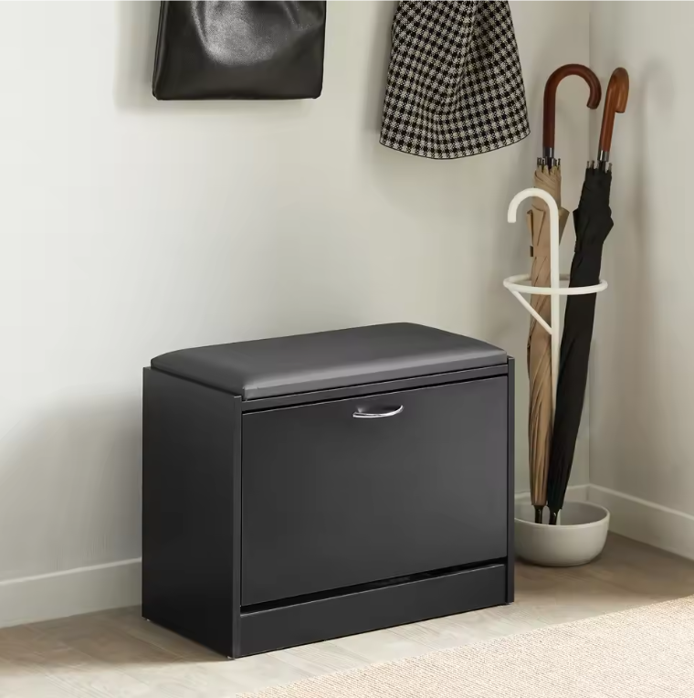 Schoenenbank met Opklapbare Zit en Opbergvak – Wit – Compact 60 cm