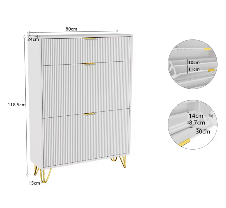Smal Wit Schoenenkastje met Laden en Deurtjes
