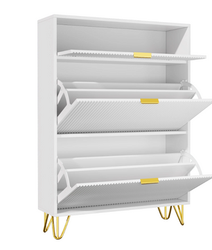 Schoenenkast met Klapladen en Open Vak – Wit