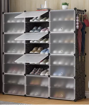 Schoenenrek 48 paar – 3 x 8 niveaus, multifunctionele schoenenopberger voor hal en slaapkamer