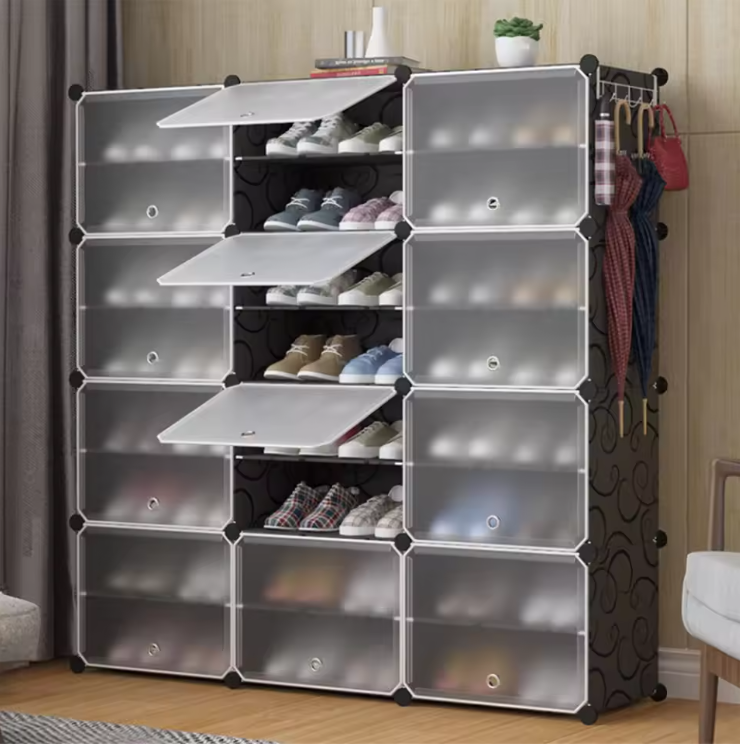 Schoenenrek 48 paar – 3 x 8 niveaus, multifunctionele schoenenopberger voor hal en slaapkamer