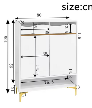 Moderne Schoenenkast met LED Verlichting – Met Lades en Planken, Wit, 80x35x105 cm