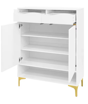 Moderne Schoenenkast met LED Verlichting – Met Lades en Planken, Wit, 80x35x105 cm