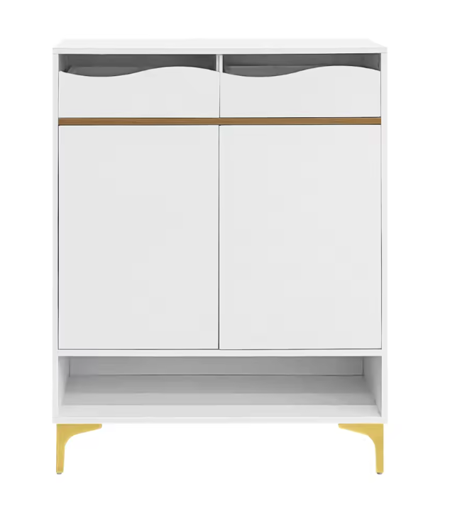 Moderne Schoenenkast met LED Verlichting – Met Lades en Planken, Wit, 80x35x105 cm