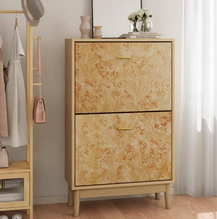 Schoenenkast met Houtstructuur – Smal Model met Massief Houten Poten