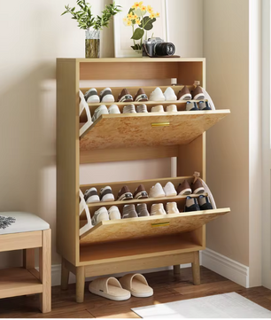 Schoenenkast met Houtstructuur – Smal Model met Massief Houten Poten