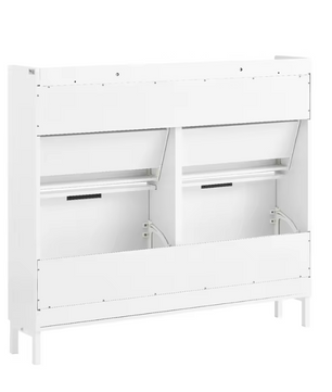 Smal Hoge Schoenenkast met 4 Klepvakken – Witte Schoenenopberger voor Gang