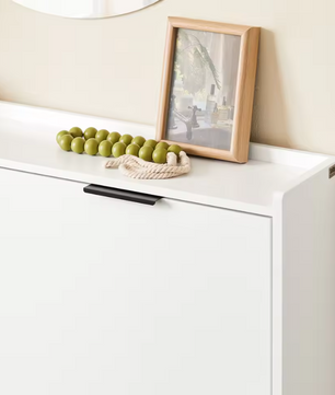 Smal Hoge Schoenenkast met 4 Klepvakken – Witte Schoenenopberger voor Gang