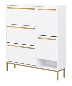 Houten Schoenenkast met 3 Opklapvakken en Zitting – Grote Capaciteit