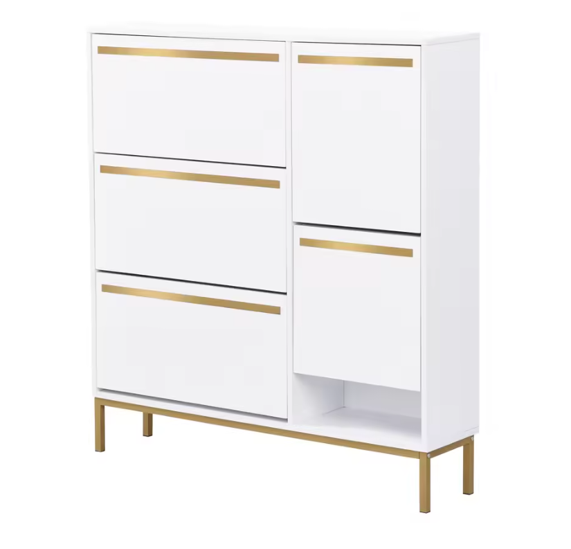 Houten Schoenenkast met 3 Opklapvakken en Zitting – Grote Capaciteit