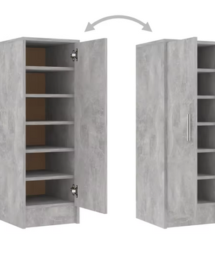 Schoenenkast met 6 Planken – Betonlook, 32×35×92 cm, Compact en Ruimtebesparend