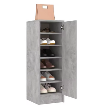 Schoenenkast met 6 Planken – Betonlook, 32×35×92 cm, Compact en Ruimtebesparend
