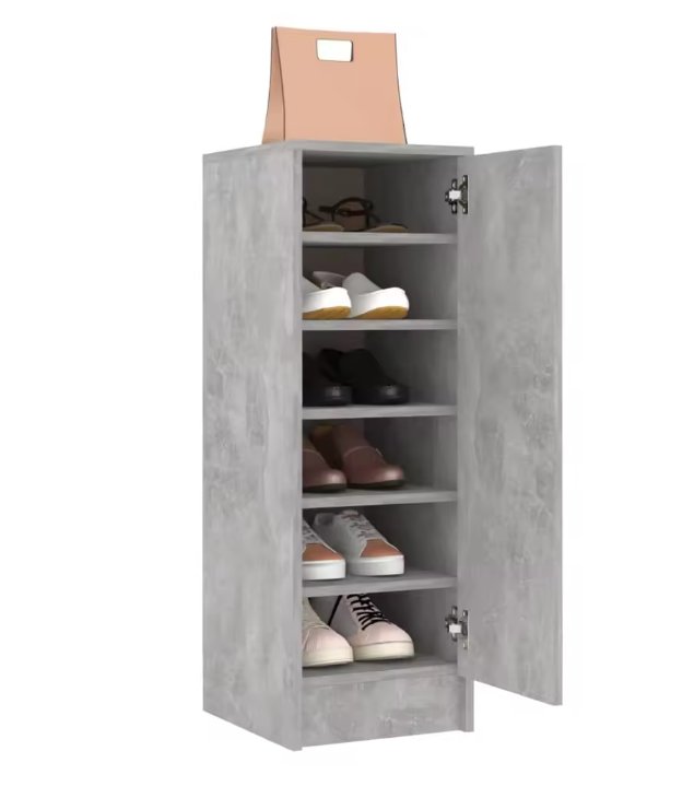 Schoenenkast met 6 Planken – Betonlook, 32×35×92 cm, Compact en Ruimtebesparend