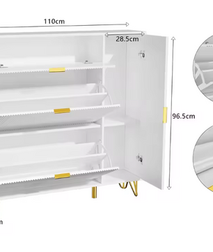 Schoenenkast met 3 Vouwladen en Opbergvakken – Vrijstaand, Stabiel en Ruimtebesparend