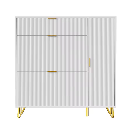 Schoenenkast met 3 Vouwladen en Opbergvakken – Vrijstaand, Stabiel en Ruimtebesparend