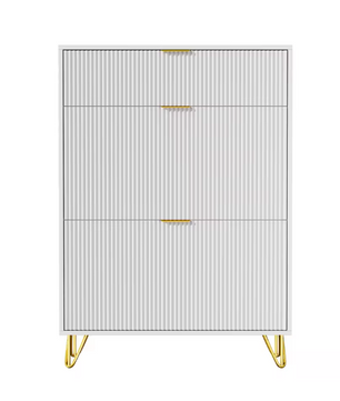 Schoenenkast met 3 Vouwdeuren en 2 Opbergvakken – Vrijstaand, Wit, Ruimtebesparend