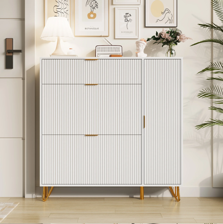 Schoenenkast met 3 Vouwladen en Opbergvakken – Vrijstaand, Stabiel en Ruimtebesparend