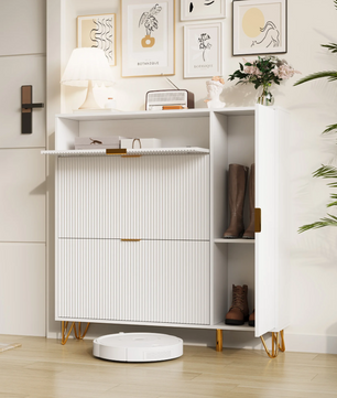 Schoenenkast met 3 Vouwladen en Opbergvakken – Vrijstaand, Stabiel en Ruimtebesparend