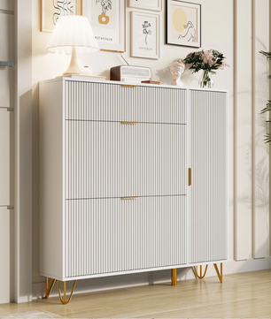 Schoenenkast met 3 Vouwladen en Opbergvakken – Vrijstaand, Stabiel en Ruimtebesparend