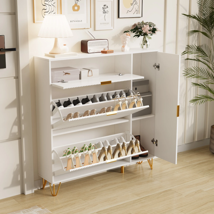Schoenenkast met 3 Vouwladen en Opbergvakken – Vrijstaand, Stabiel en Ruimtebesparend
