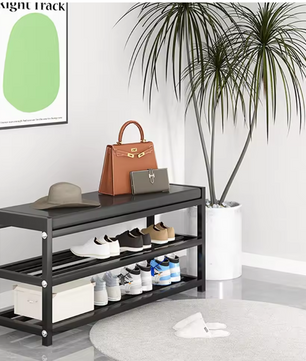 Schoenenrek met Zitbank – 3 Lagen Carbonstaal, 70×25×41 cm