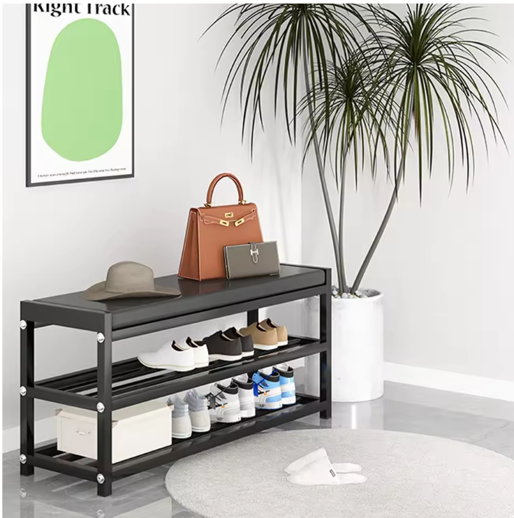 Schoenenrek met Zitbank – 3 Lagen Carbonstaal, 70×25×41 cm