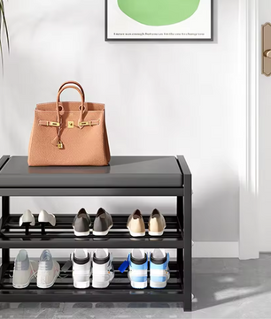 Schoenenrek met Zitbank – 3 Lagen Carbonstaal, 70×25×41 cm