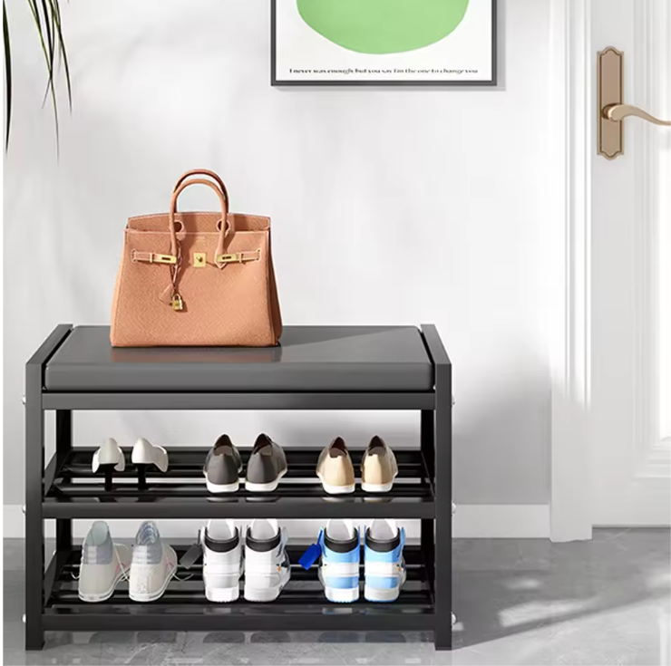 Schoenenrek met Zitbank – 3 Lagen Carbonstaal, 70×25×41 cm