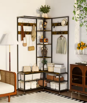 Hoekkapstok met Schoenenbank – Metalen Staander en Opbergrekken