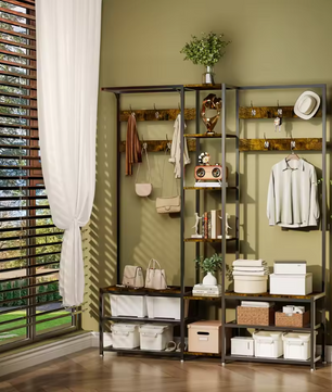 Hoekkapstok met Schoenenbank – Metalen Staander en Opbergrekken