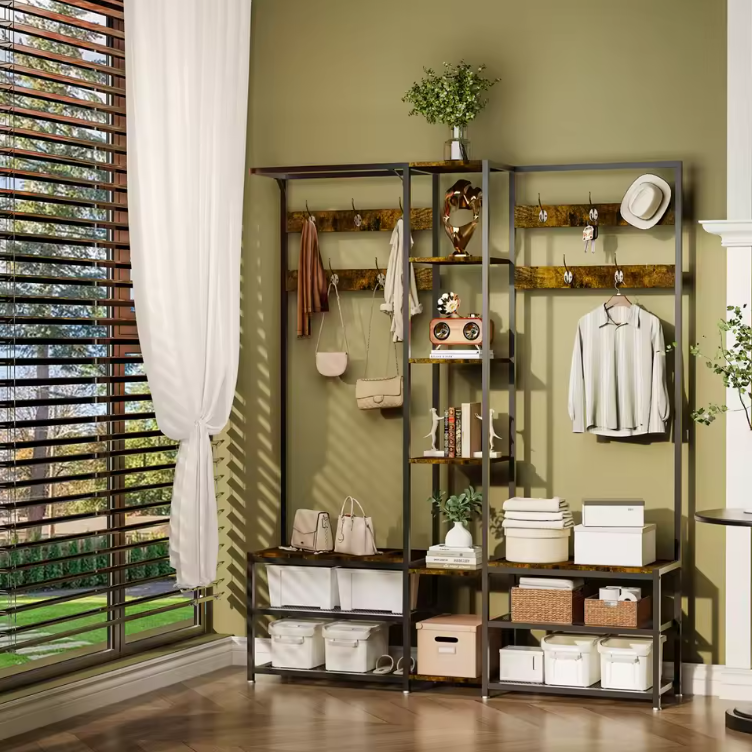 Hoekkapstok met Schoenenbank – Metalen Staander en Opbergrekken