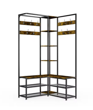 Hoekkapstok met Schoenenbank – Metalen Staander en Opbergrekken