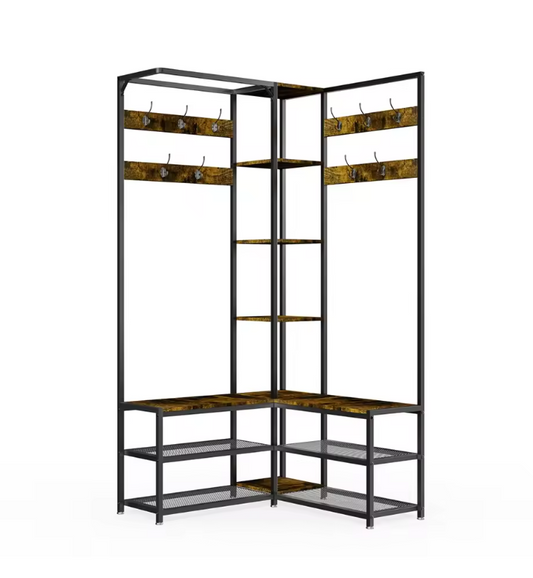 Hoekkapstok met Schoenenbank – Metalen Staander en Opbergrekken