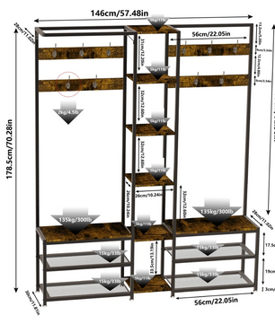 Hoekkapstok met Schoenenbank – Metalen Staander en Opbergrekken