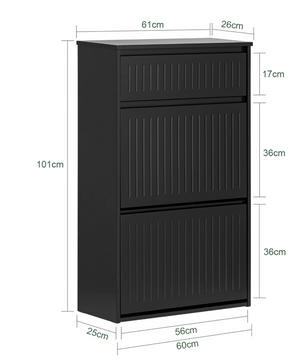 Smalle Schoenenkast met 2 Klepvakken en Lade – 61×101×26 cm