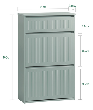 Smalle Schoenenkast met 2 Klepvakken en Lade – 61×101×26 cm