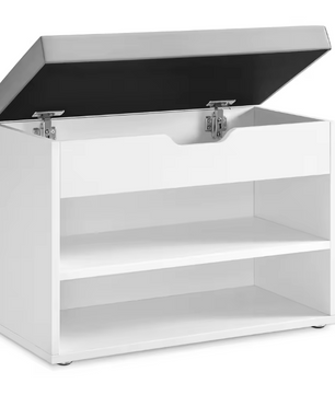 Schoenenbank met Kussen – 3-Laags Schoenenrek en Opbergruimte, 30×60×44 cm